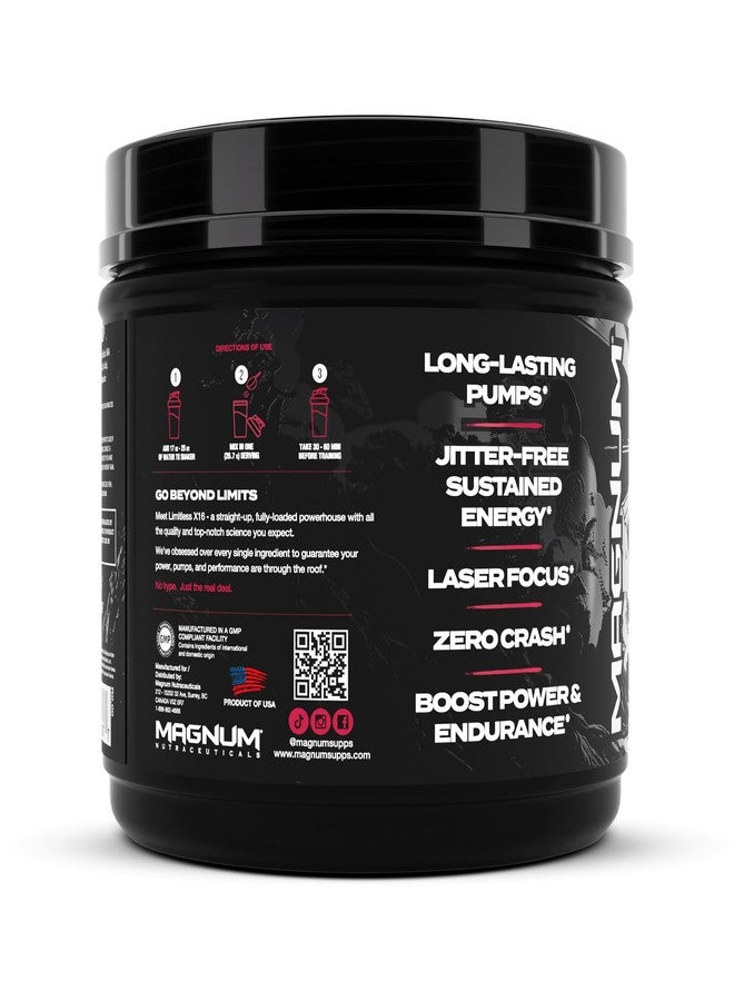 ليمتليس ليميتلس ماغنوم نيوتراسوتيكالز × 16 مكمل غذائي كامل قبل التمرين - 20/40 حصة، بنكهة الكرز والفانيليا، طاقة عالية، تركيز، قوة وتحمل لأداء مثالي - Image 2